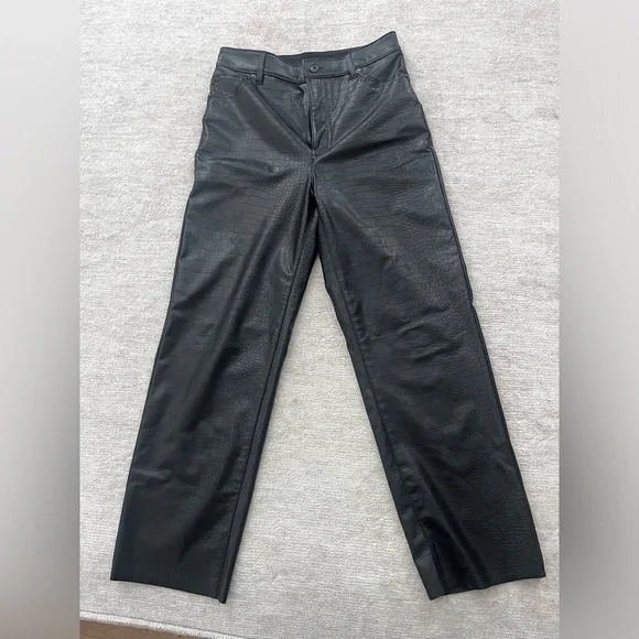 Express Croc-Embossed Faux Leather High-Rise Straight-Leg Pants 2 Office… - Picture 9 of 9